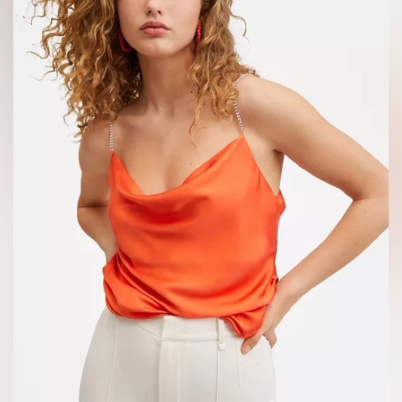 NWT Elegant sleeveless  Satin Top with 
 Rhinestone strap - Picture 1 of 7